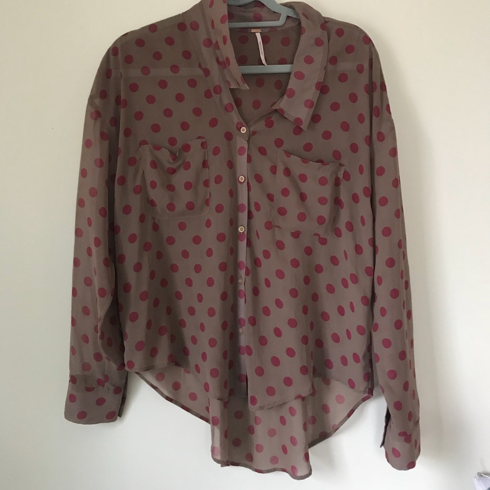 Free People "Easy Rider" polka dot button down